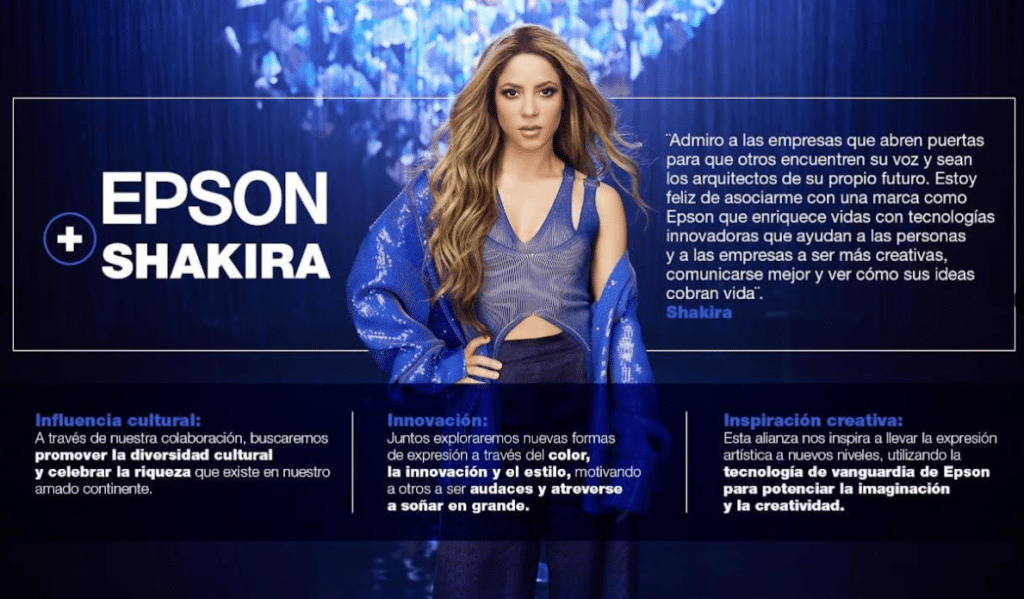 Shakira, la nueva embajadora de Epson para Latinoamérica